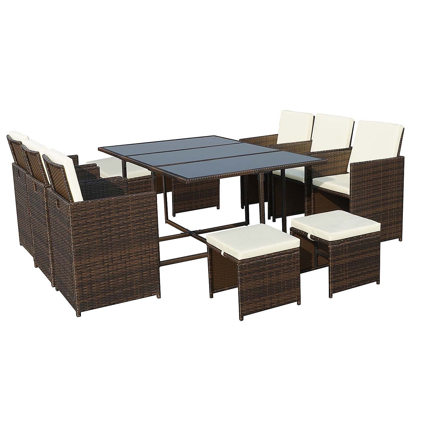 Cannes Brown 10 Seater Cube Set