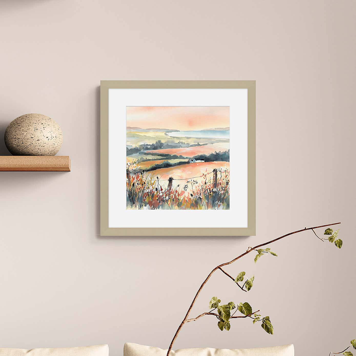 Peach Sea View Framed Print