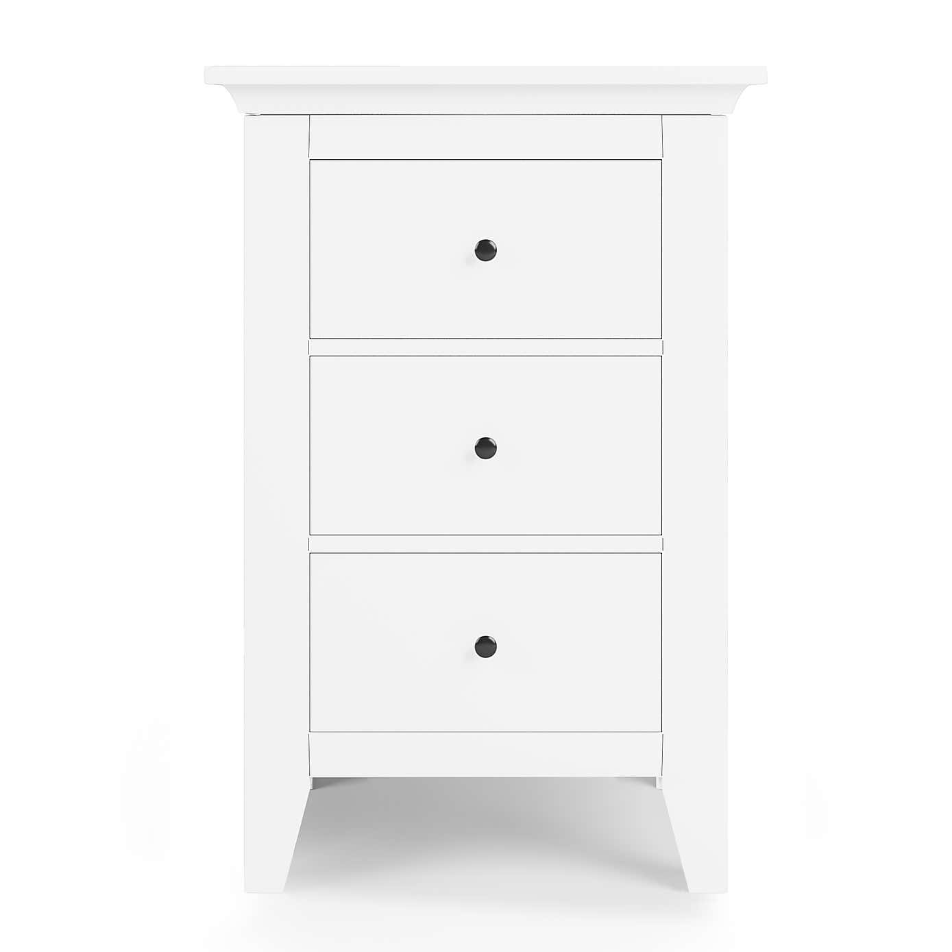 Lynton 3 Drawer Bedside White