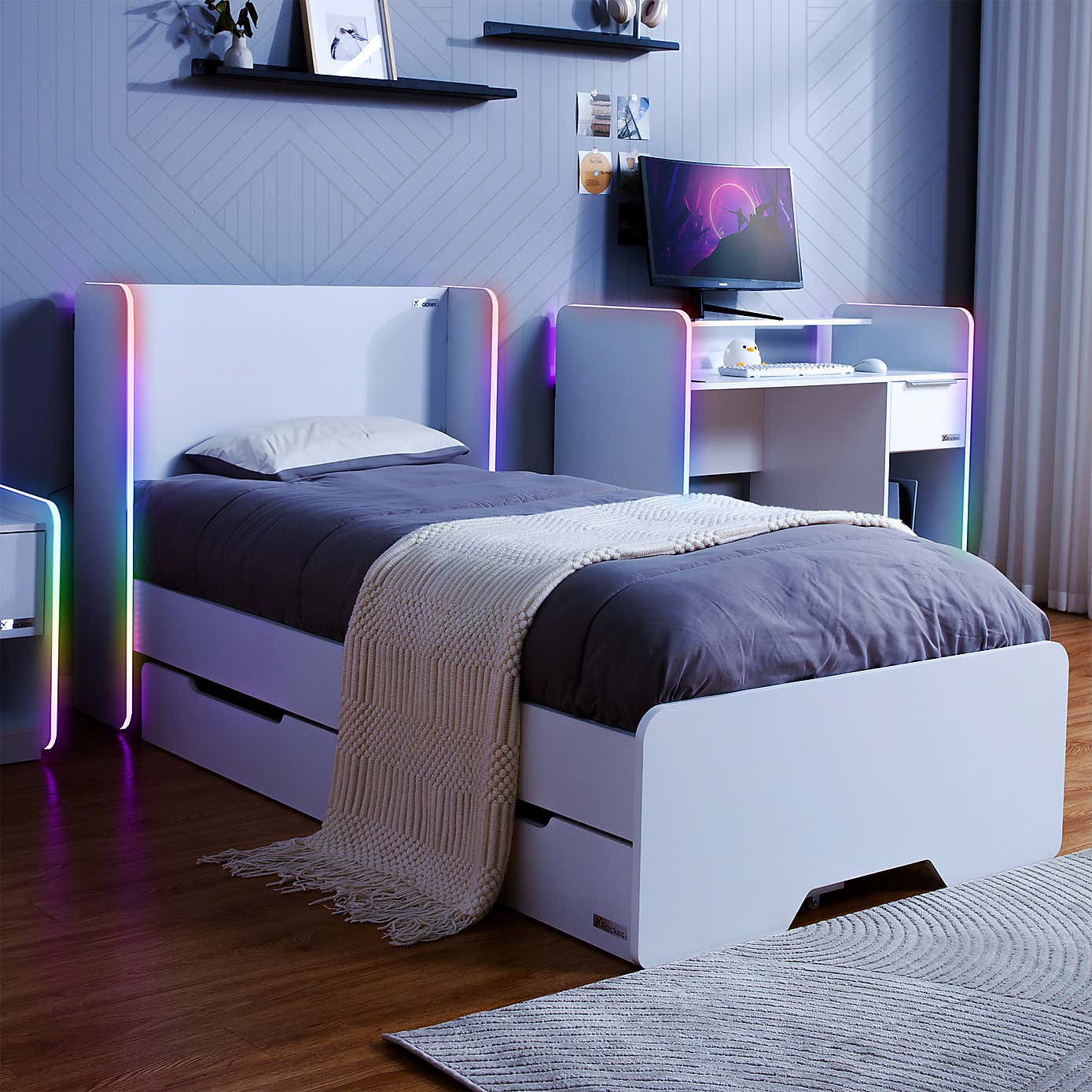 Electra Gaming Bed with Underbed Storage Drawers and LED Lights