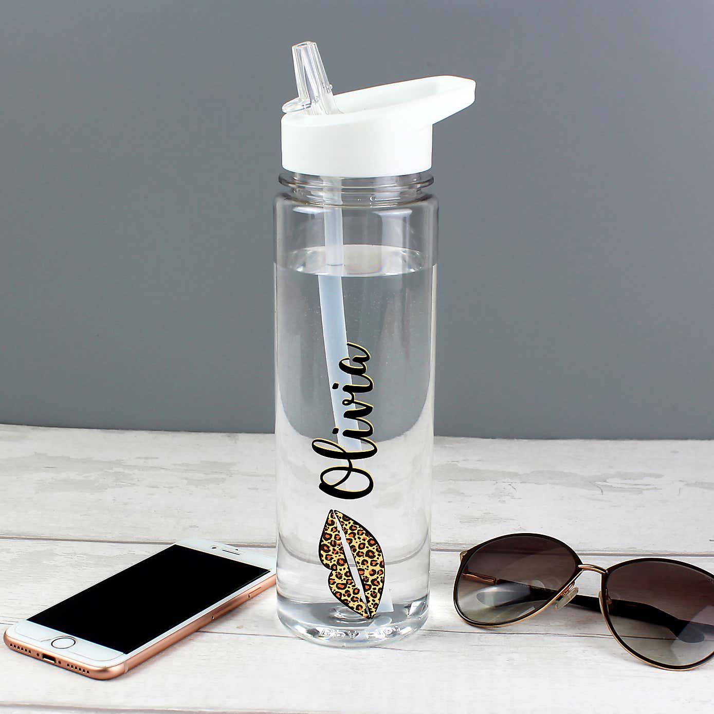Personalised Lepoard Lips Water Bottle