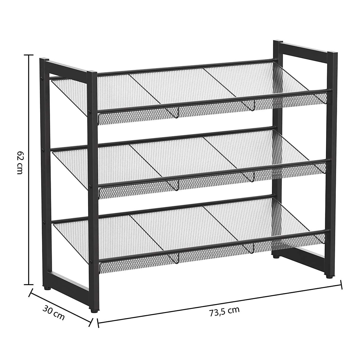 Metal Black 9 Pair Shoe Storage Rack