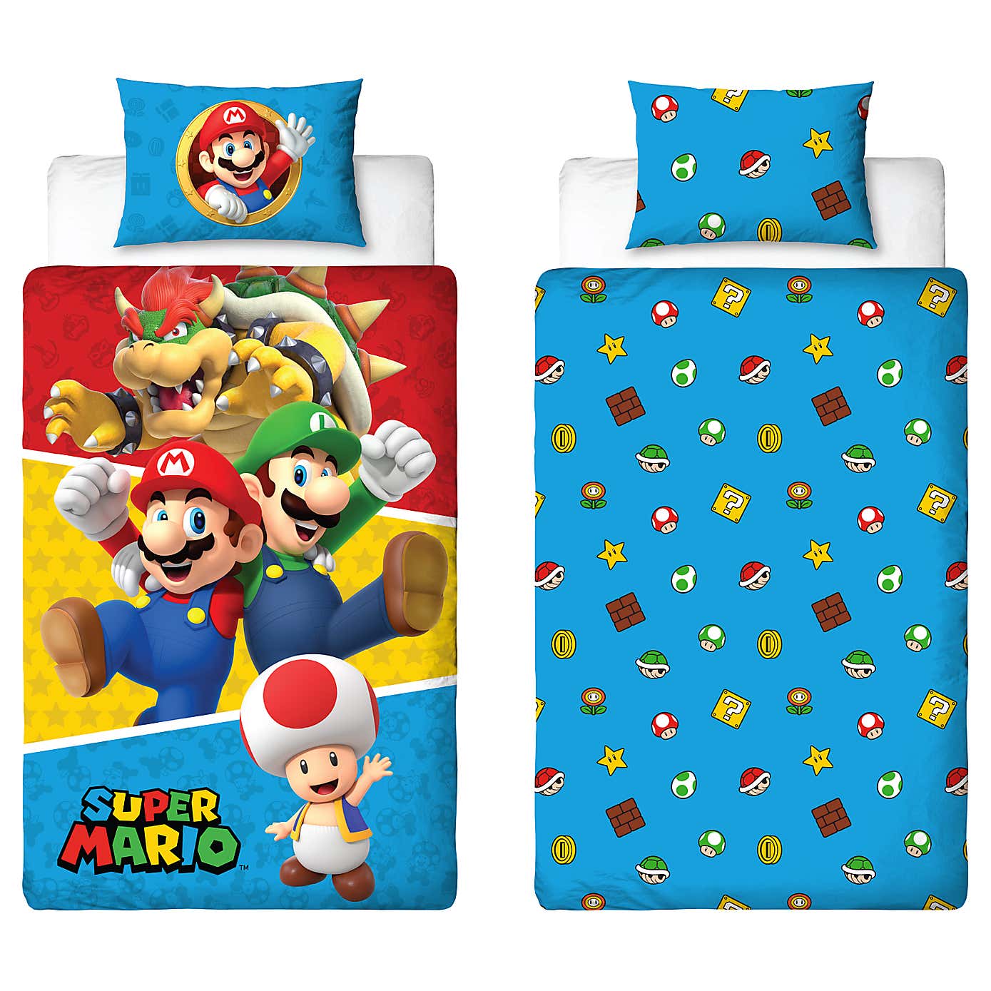 Nintendo Super Mario Splitter Reversible Single Duvet & Pillowcase Set