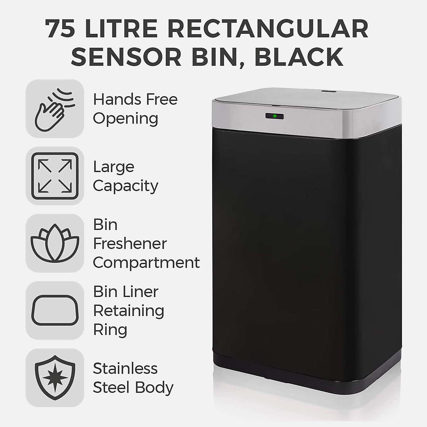 Tower 75L Rectangular Sensor Bin