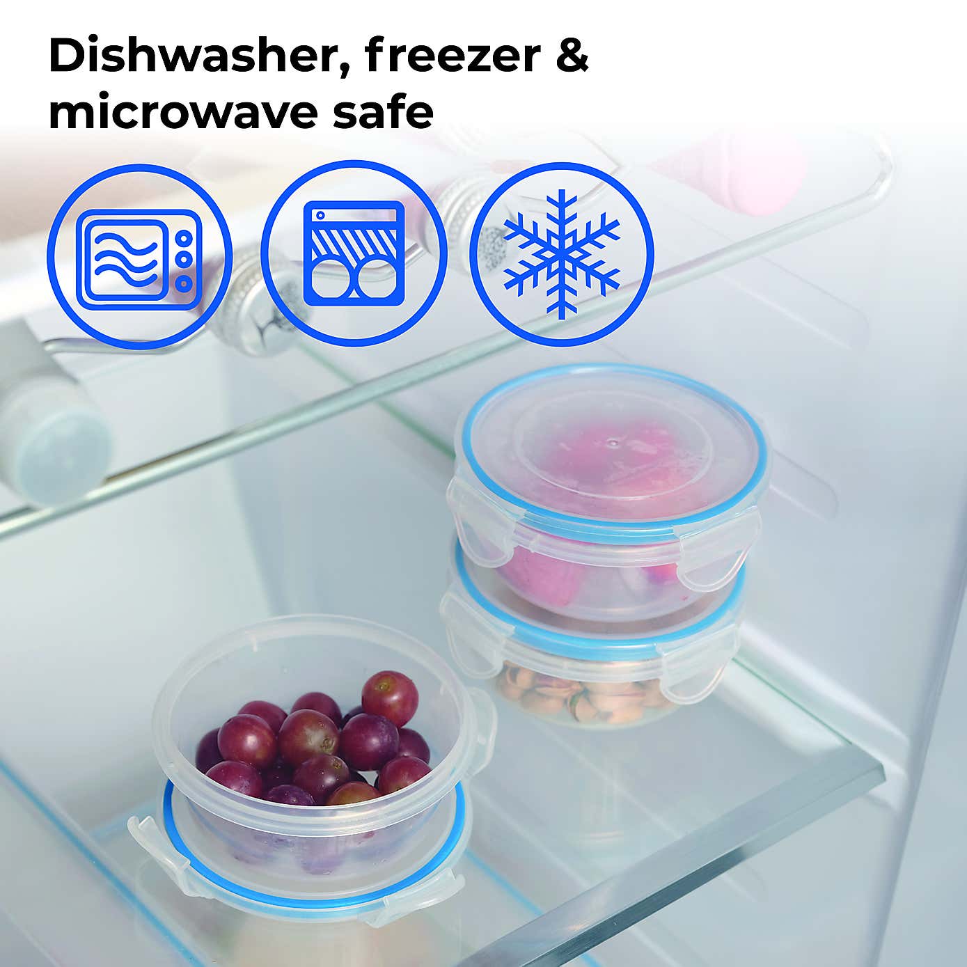 ADDIS 3 Sets of 3 Round 300ml Clip Tight Storage Containers