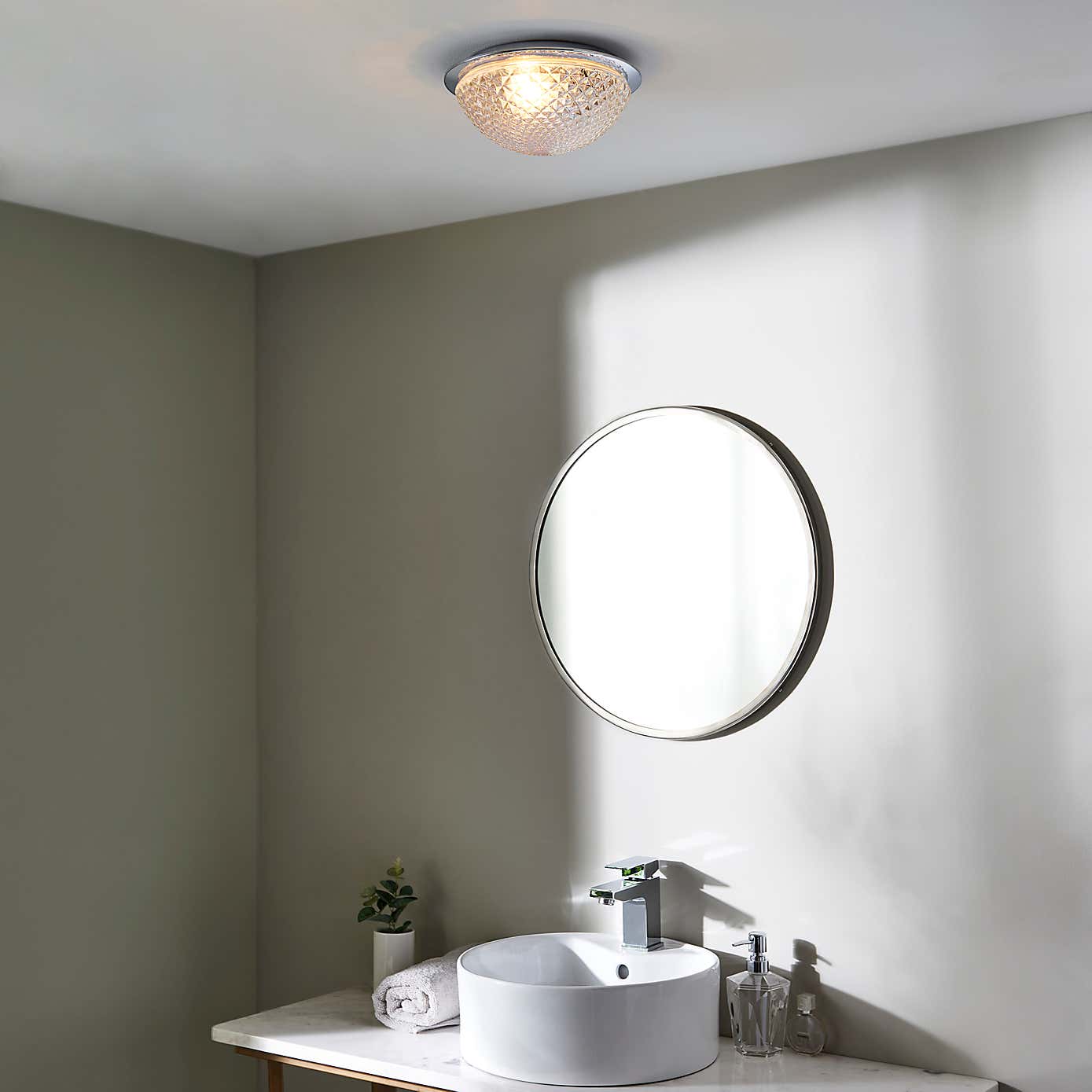 Tropic Faceted Dome Flush Bathroom Ceiling Fitting