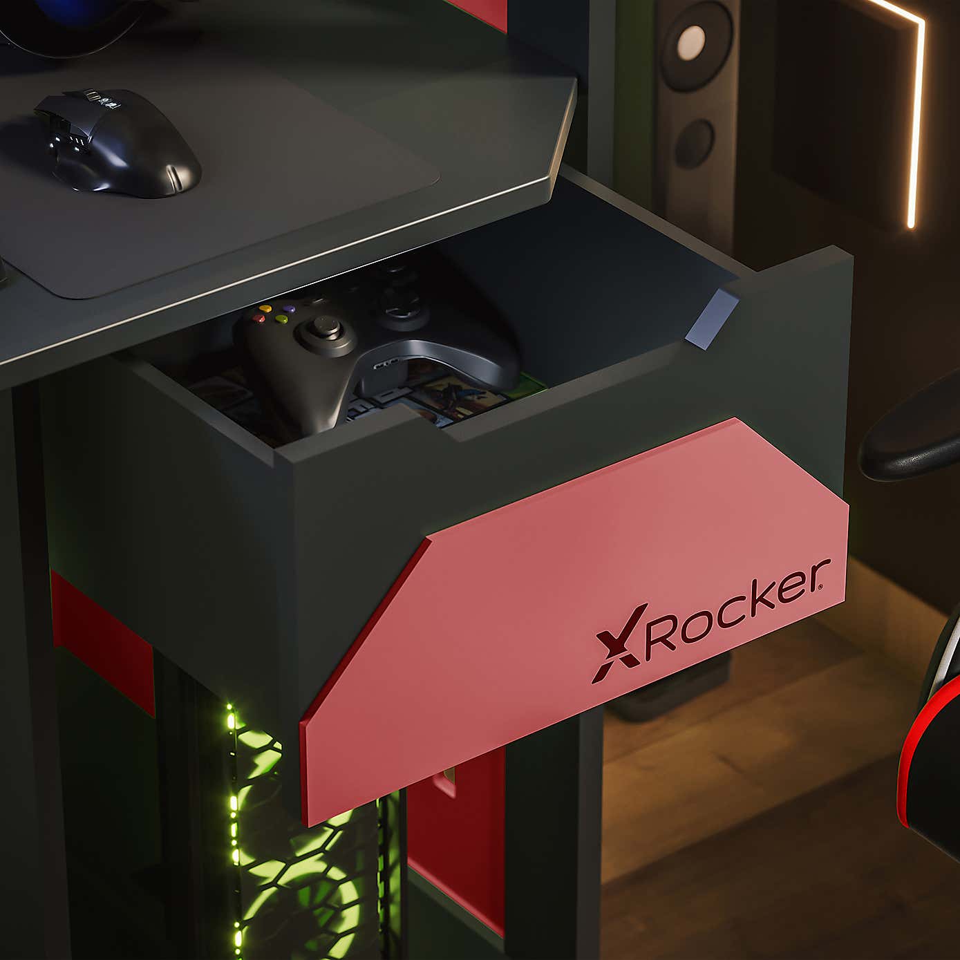 X Rocker Garrison High Sleeper Gaming Bed with Desk