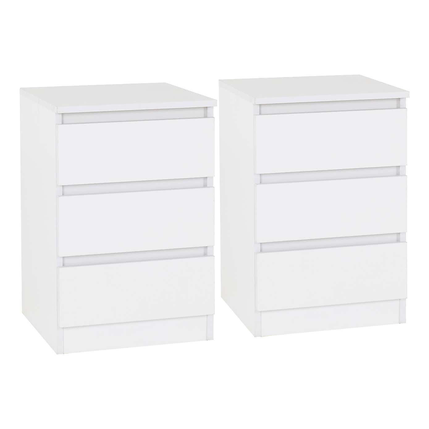 Set of 2 Malvern 3 Drawer Bedside Tables