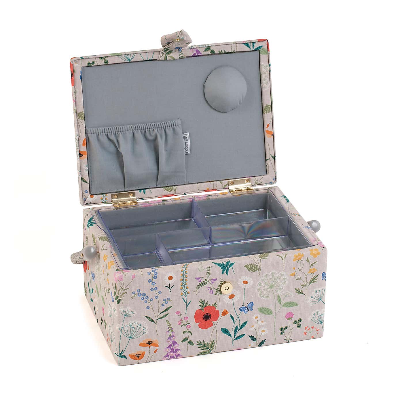 Red Wildflowers Medium Sewing Box