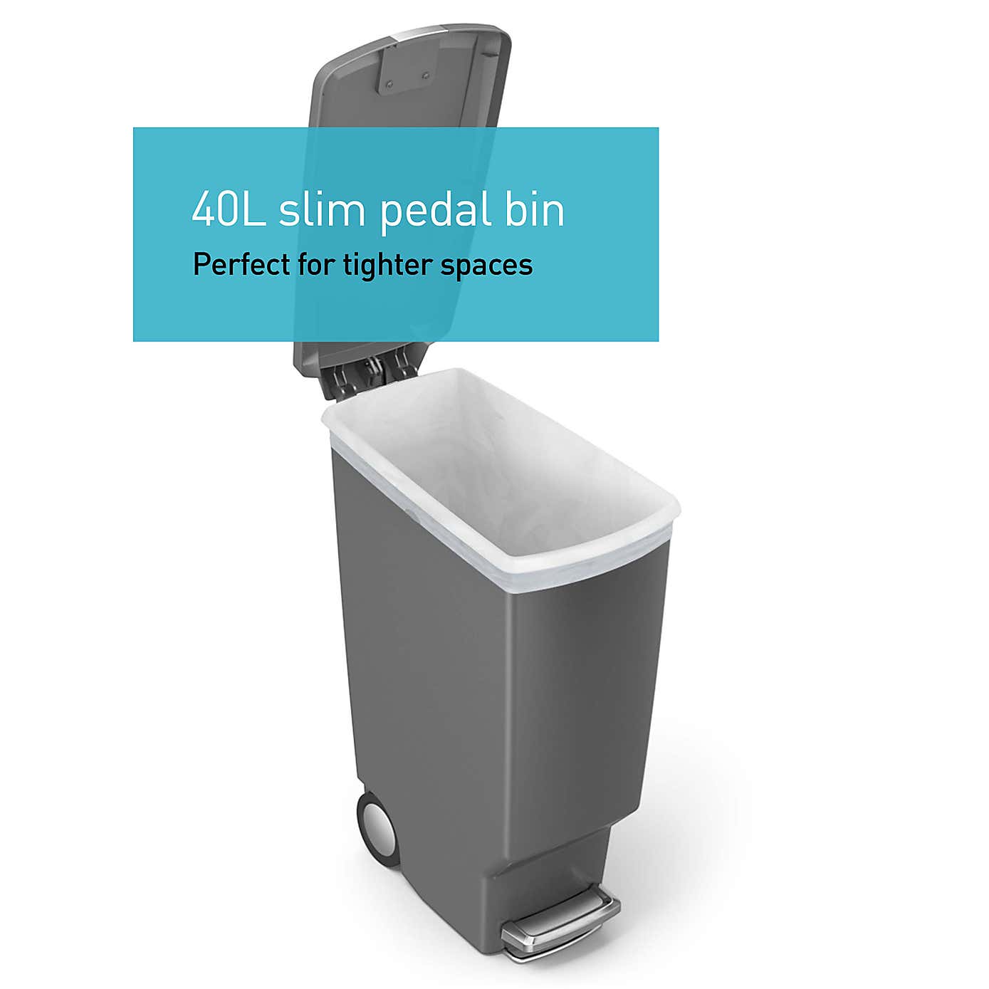 Simplehuman Slim Grey 40L Pedal Bin