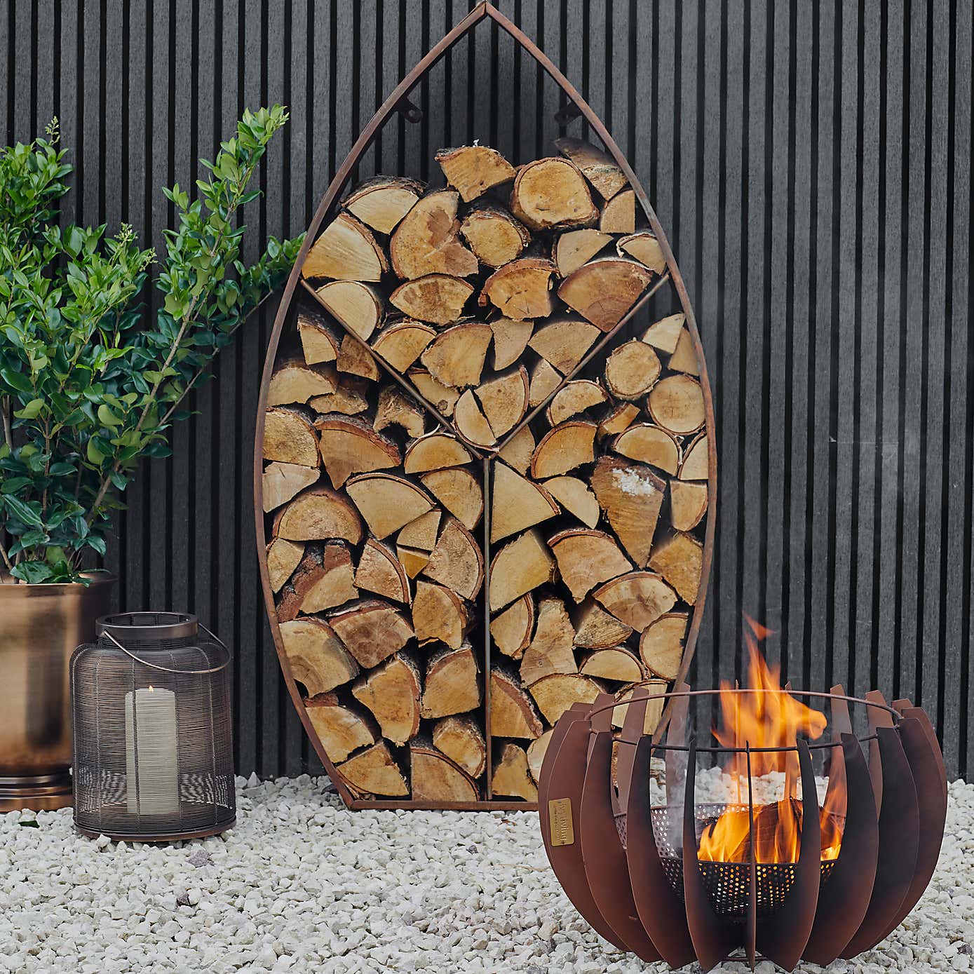 Sculptural Leaf Arch Log Storage