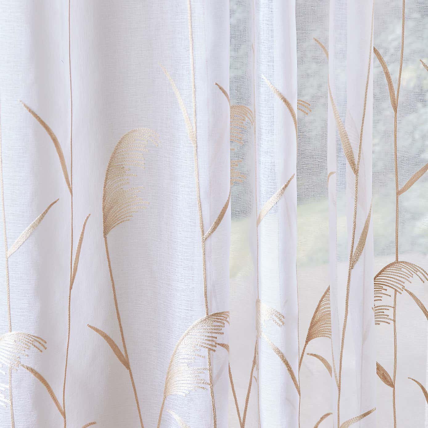Embroidered Grasses Slot Top Single Voile Panel
