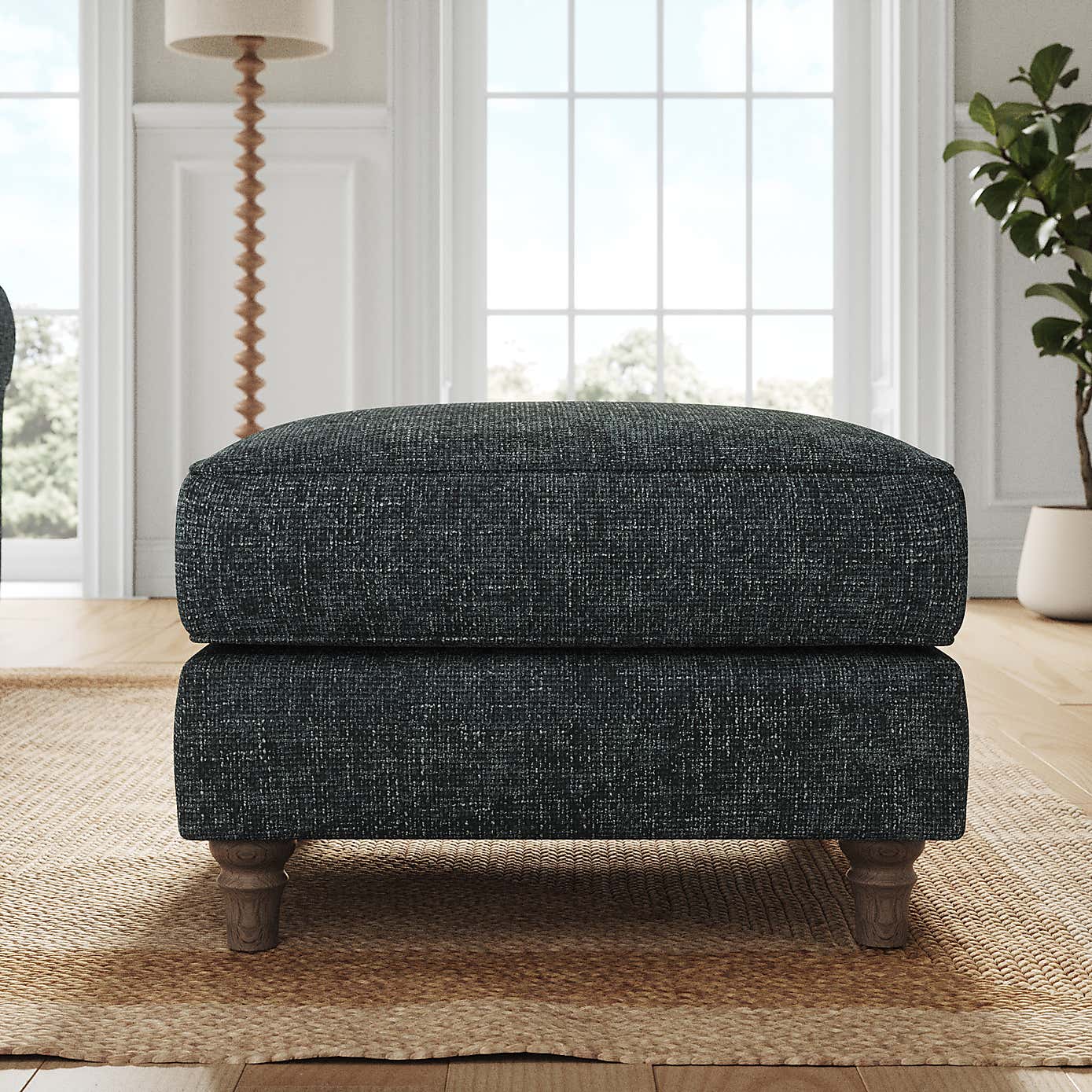Flori Footstool, Chunky Chenille