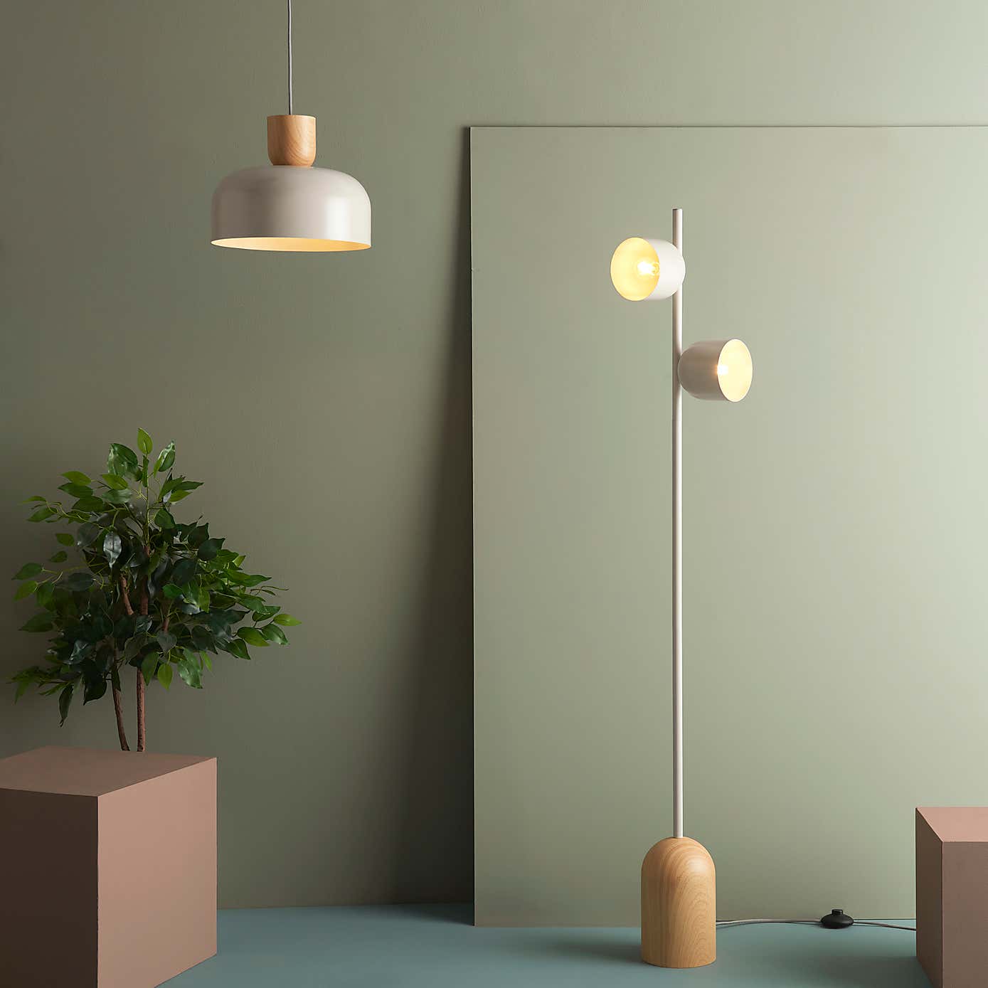 Copenhagen Curved Wood and Metal Easy Fit Pendant Shade