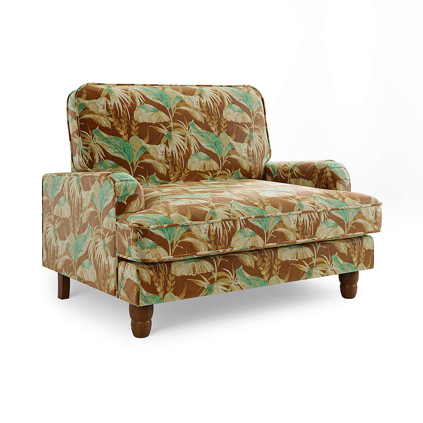 Beatrice Luxe Palm Velvet Snuggle Chair