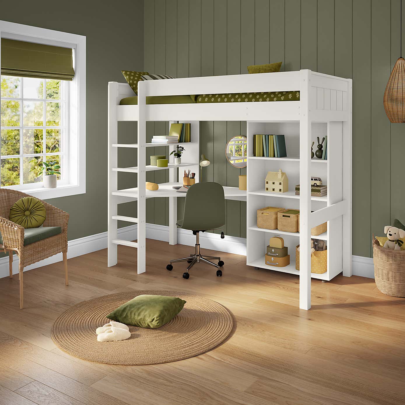 Stompa Classic Highsleeper with Desk and Bookcase