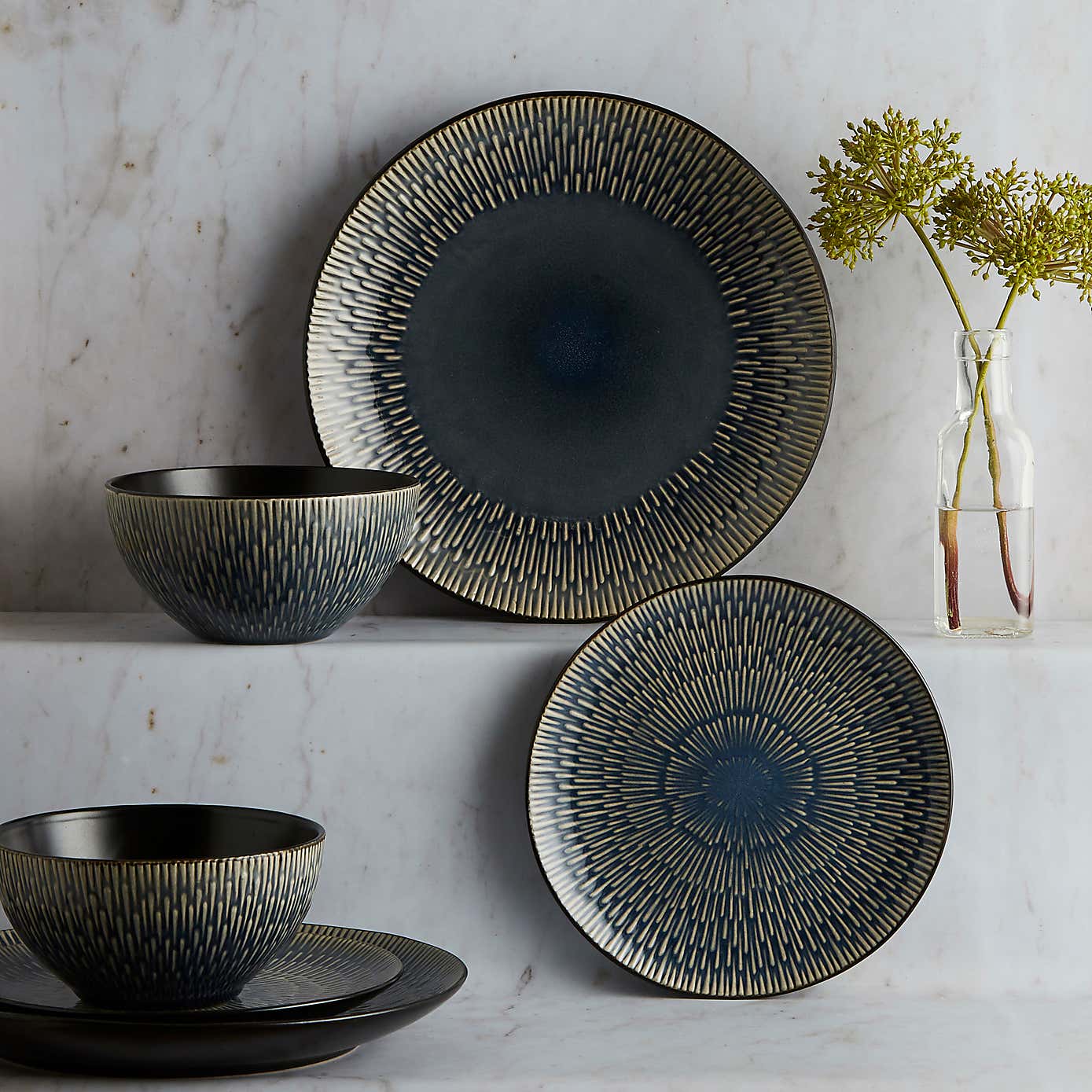 Zen Reactive Glaze 12 Piece Dinner Set