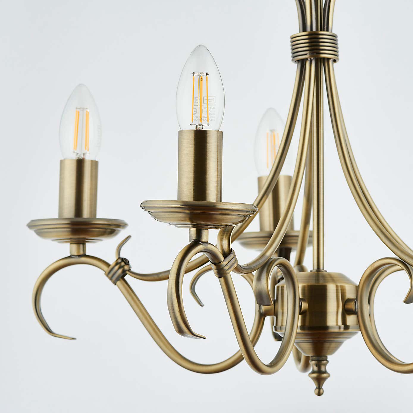 Vogue Bernice 5 Light Candelabra Ceiling Fitting Antique Brass