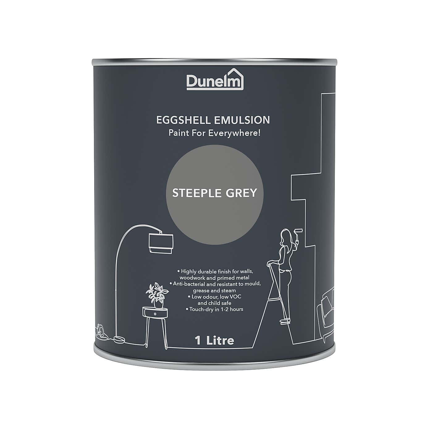 Dunelm Steeple Grey Eggshell Emulsion Paint