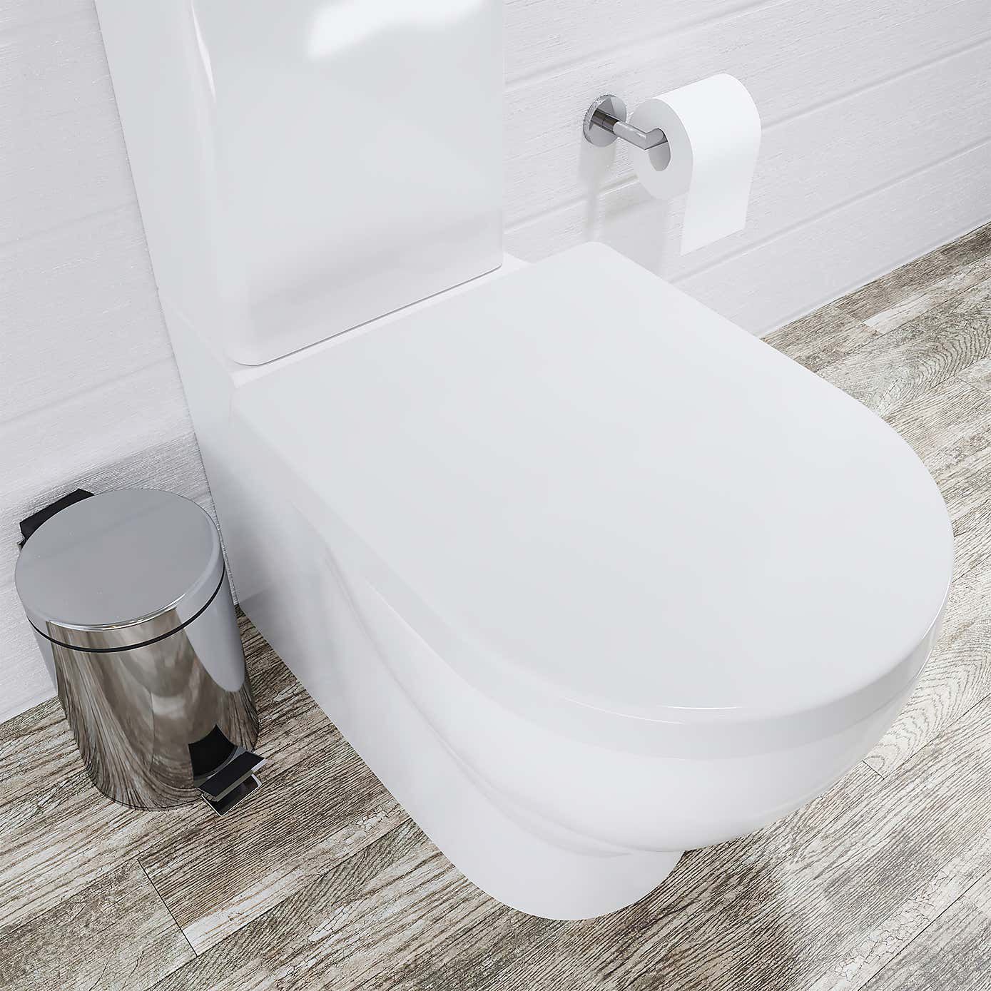 Croydex Telese White Stick-n-Lock D Shape Toilet Seat