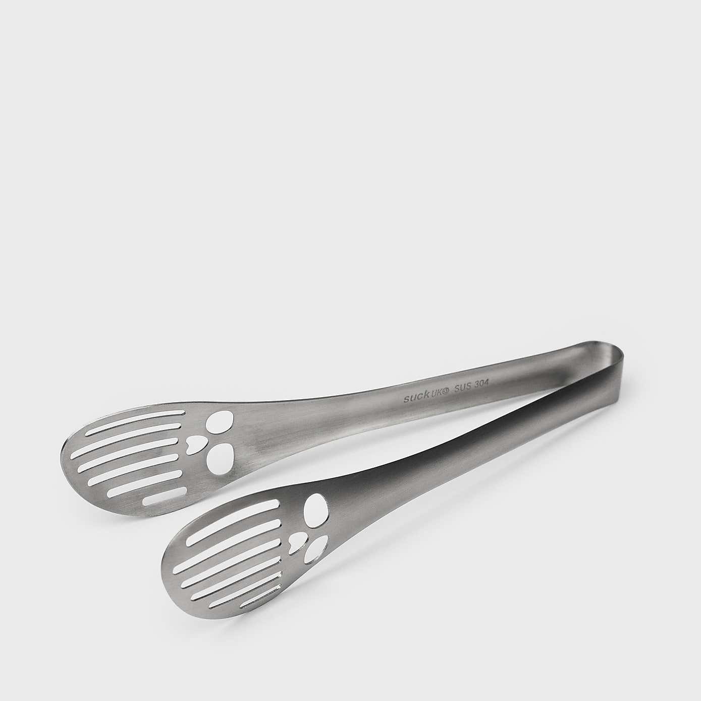 Skull Brushed Stainless Steel Tongs