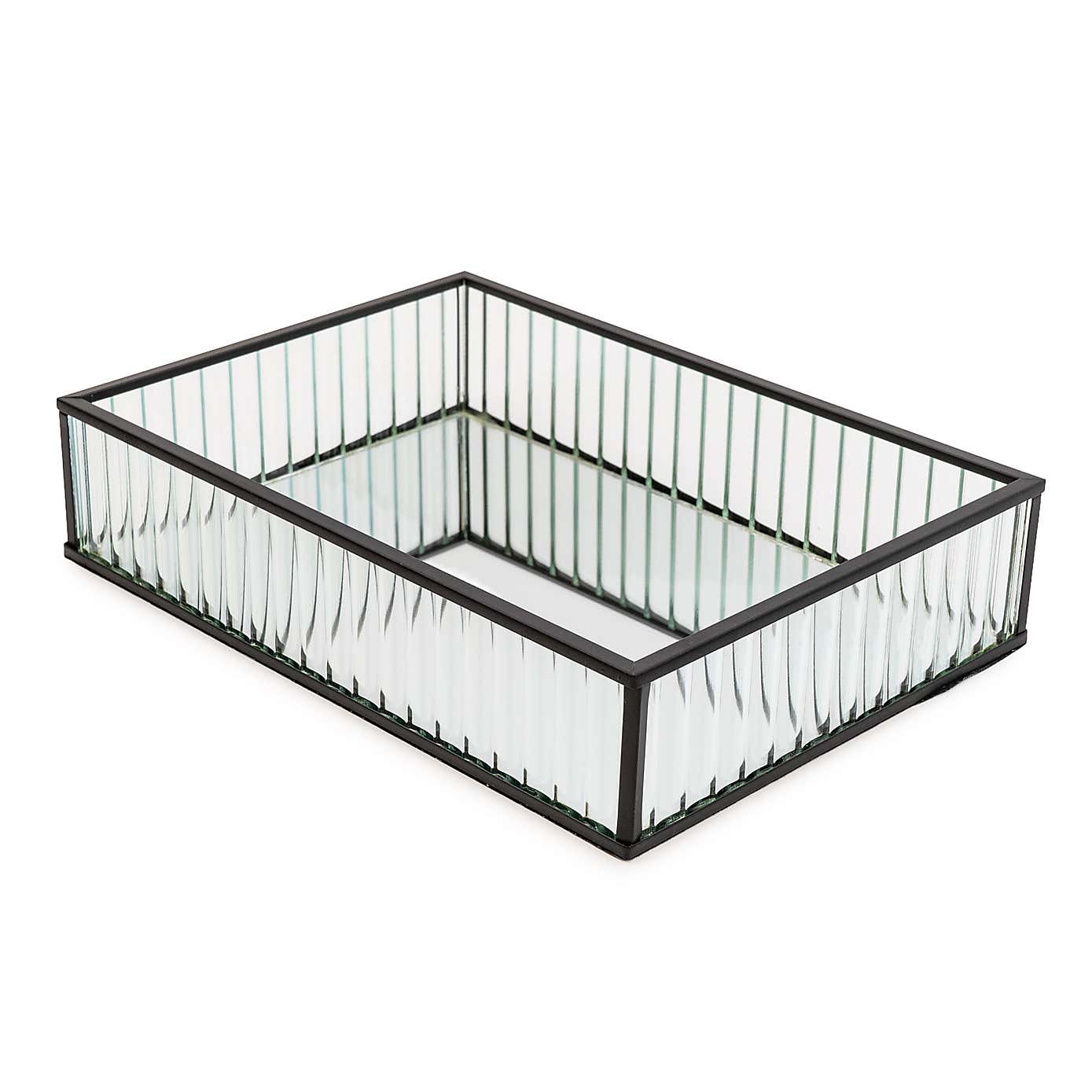 Ribbed Black Edge Glass Tray