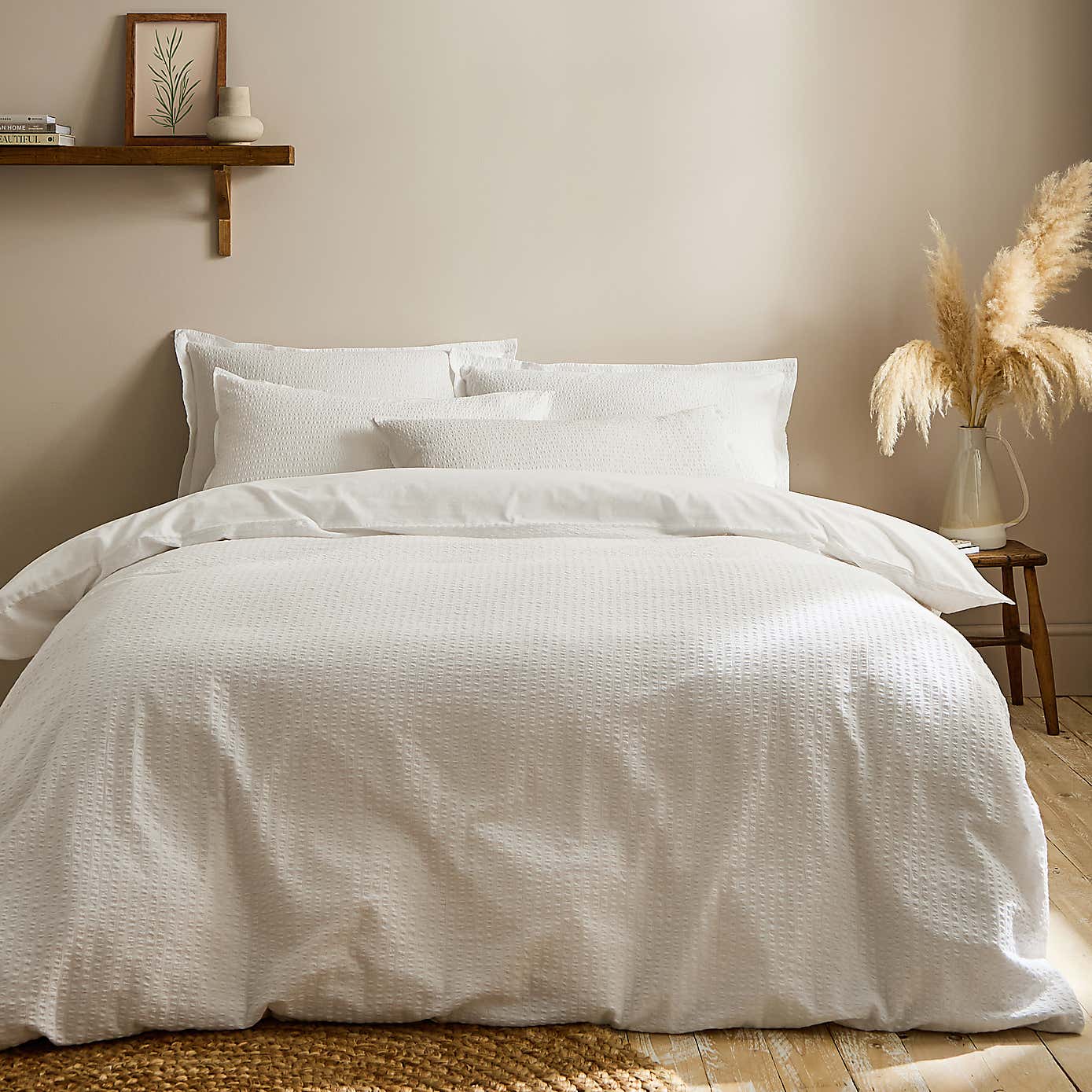 EL Seersucker Woven Cotton Duvet Cover & Pillowcase Set