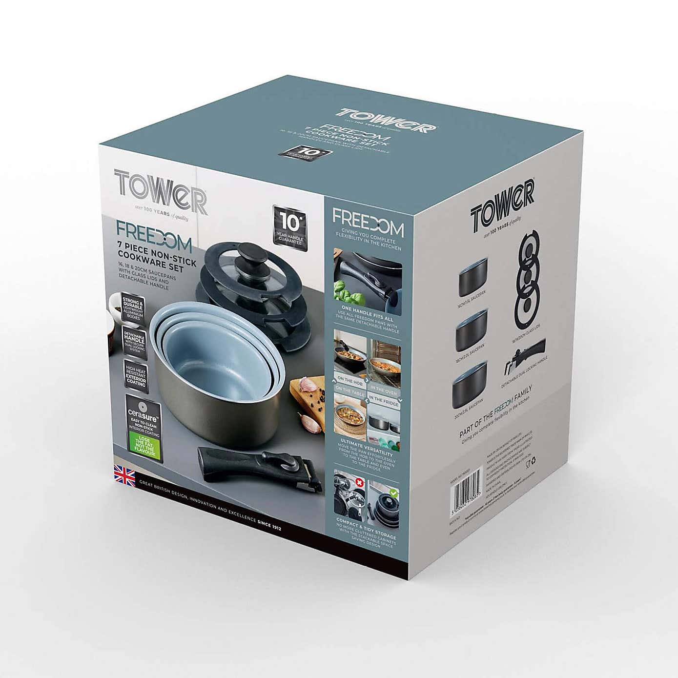 Tower Freedom Non-Stick Aluminium 7 Piece Pan Set