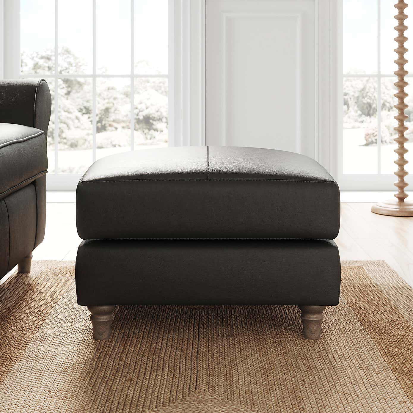 Flori Vintage Leather Footstool