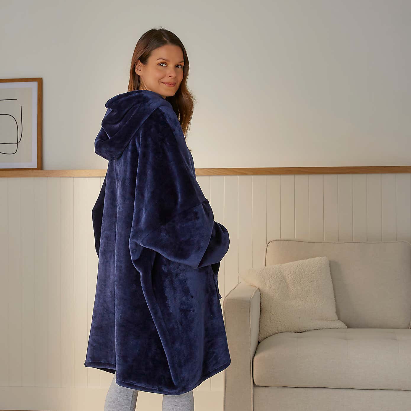 Velvet Oversized Hoodie with Fur Lining