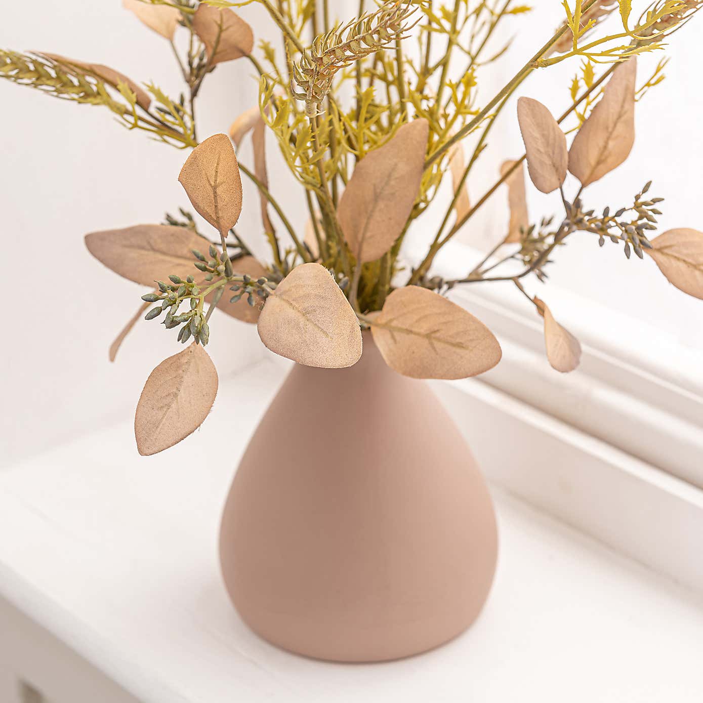 Artificial Wheat Bouquet in Blush Ceramic Vase