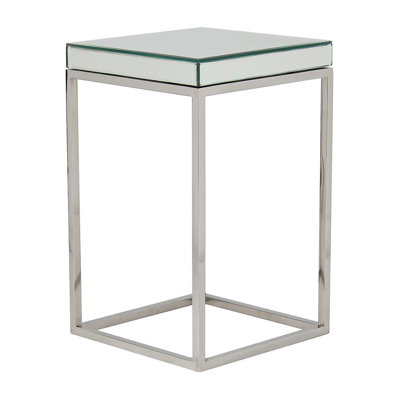 Elysee Small Square Side Table, Mirrored Glass