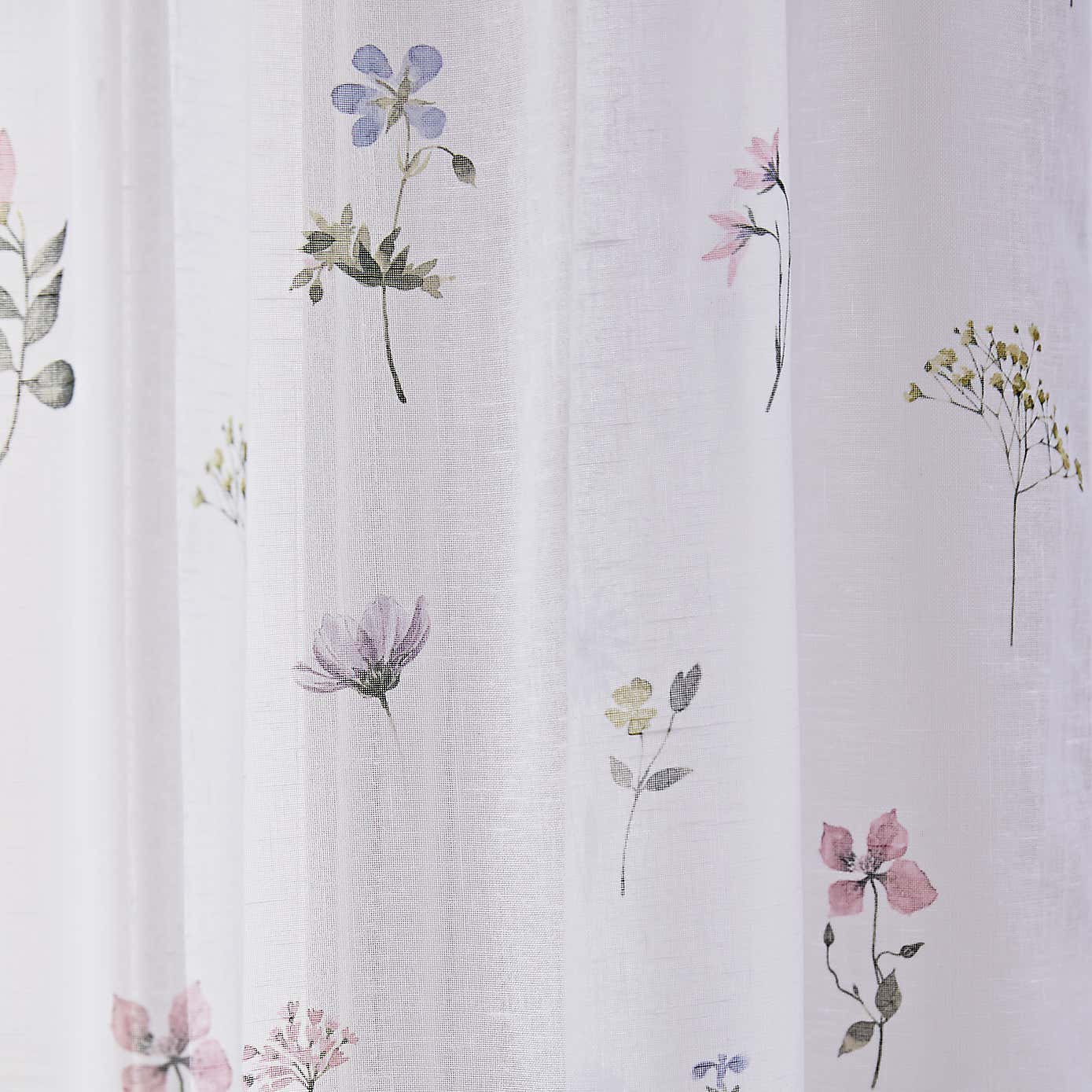 Pressed Floral Slot Top Voile Panel