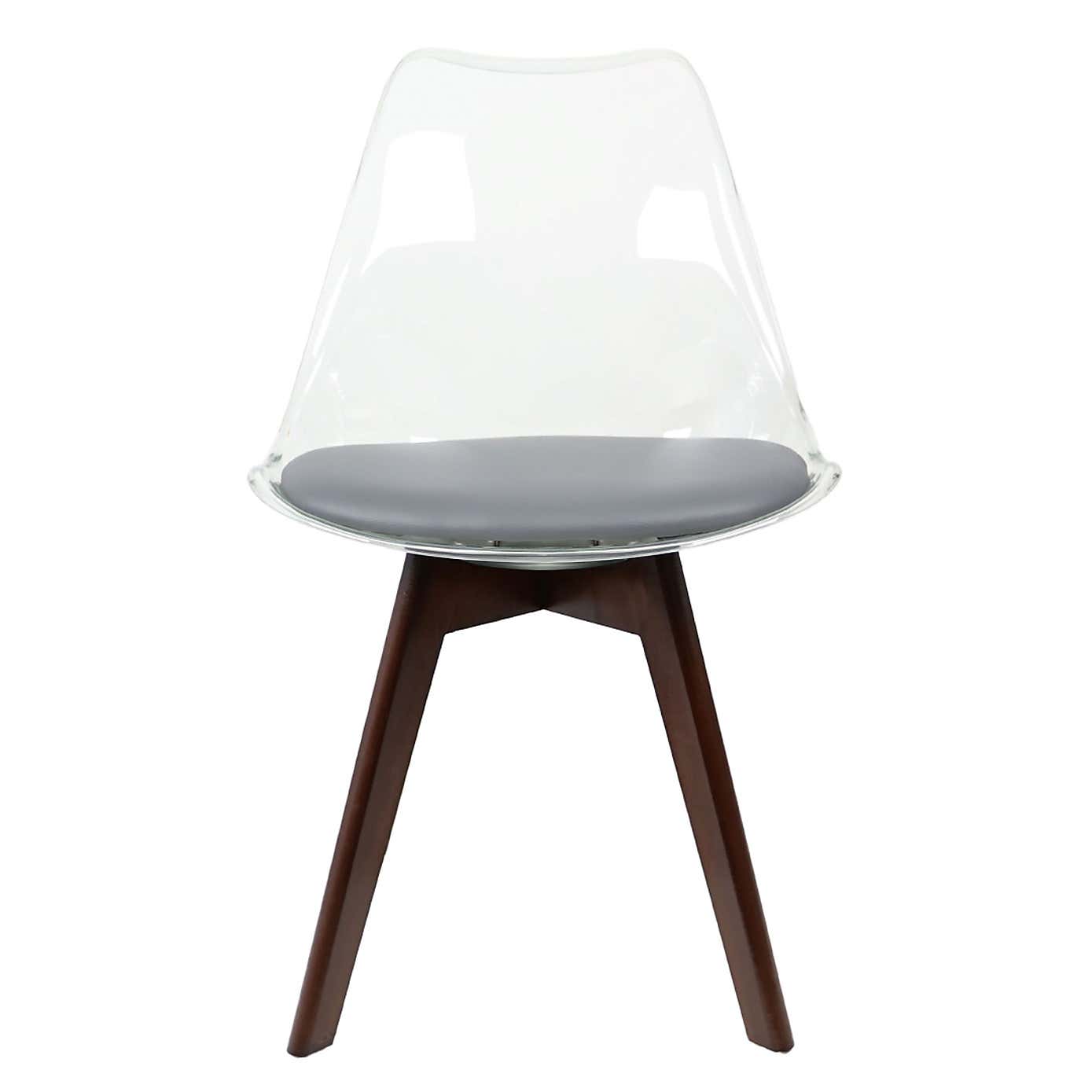 Fusion Living Soho Clear Plastic Dining Chair with Squared Legs