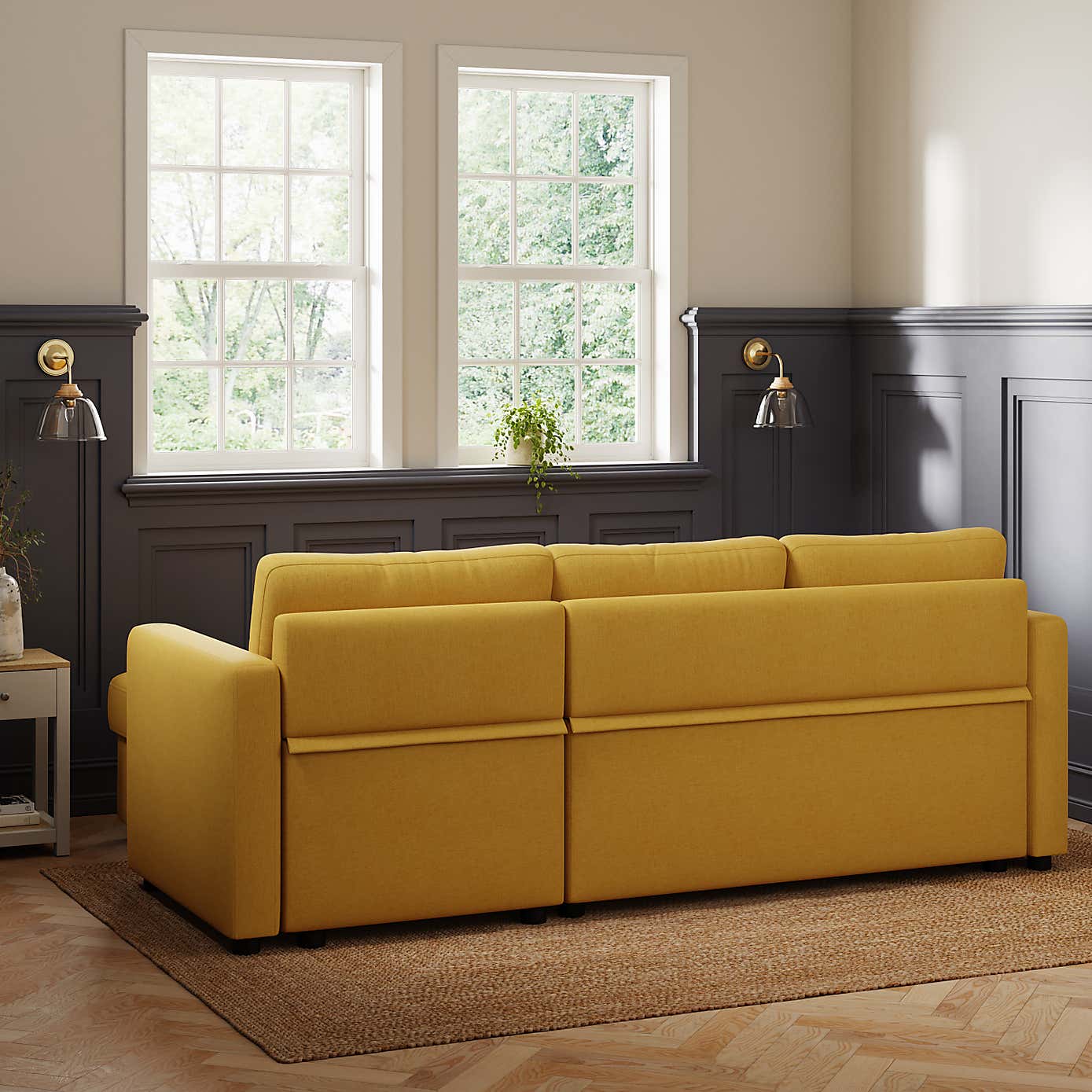 Barker Flatweave Trundle Corner Chaise Sofa Bed