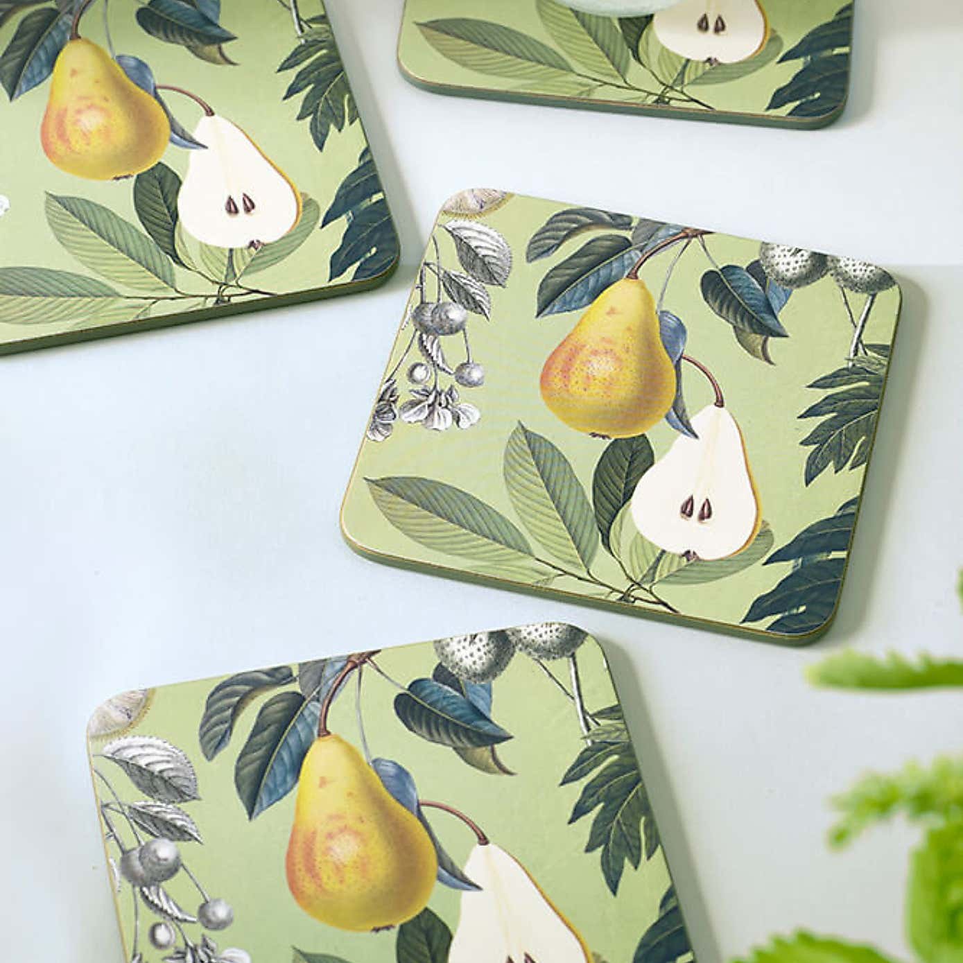 Set of 4 Kew Fruit And Floral Coasters
