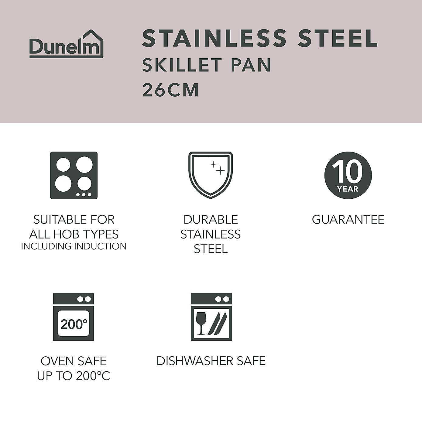 Recycled Stainless Steel Skillet Pan, 26cm