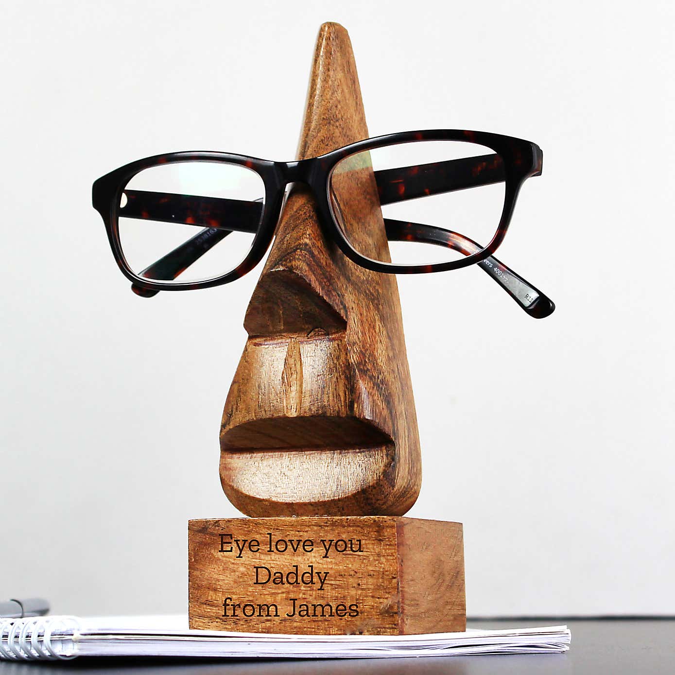 Personalised Message Wooden NoseShaped Glasses Holder