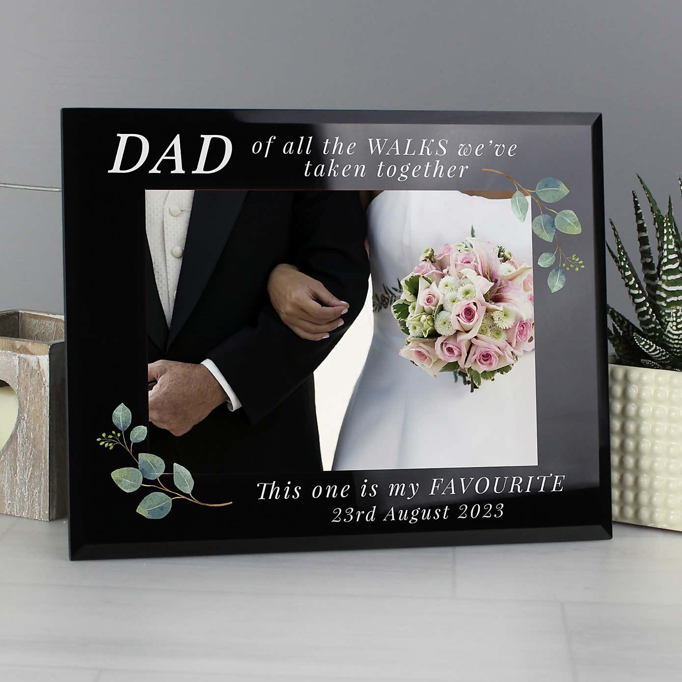 Personalised Of All The Walks Glass Wedding Frame