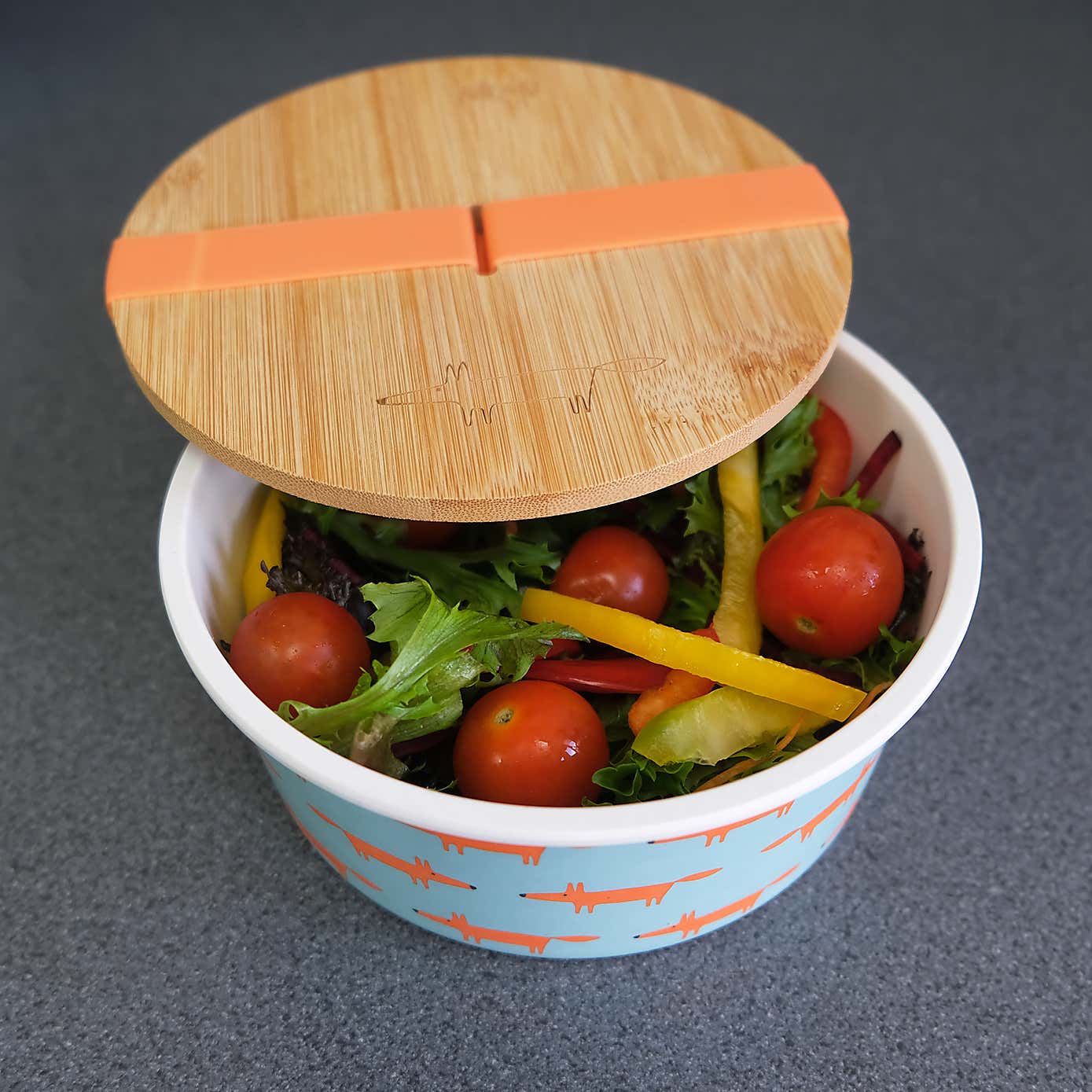 Scion Dexam Mr Fox Blue Bamboo Round Pasta Salad Pot