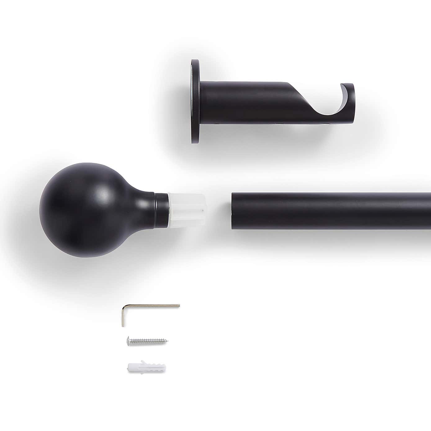 Contemporary Ball Fixed Metal Curtain Pole