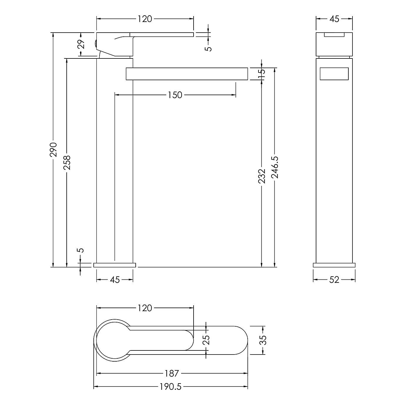 Arvan High Rise Mono Basin Mixer Tap No Waste