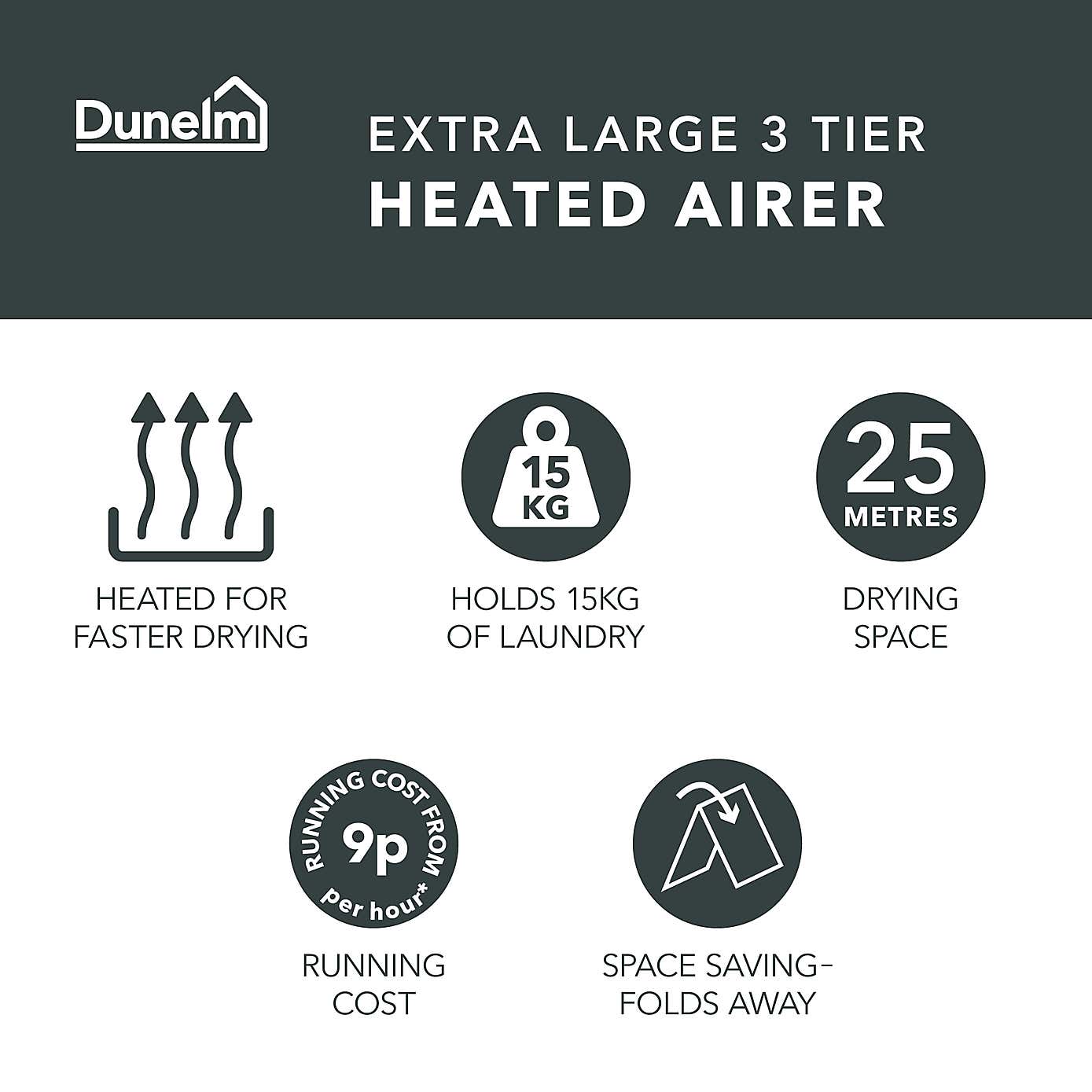 Extra Large 3 Tier Square Heated Airer