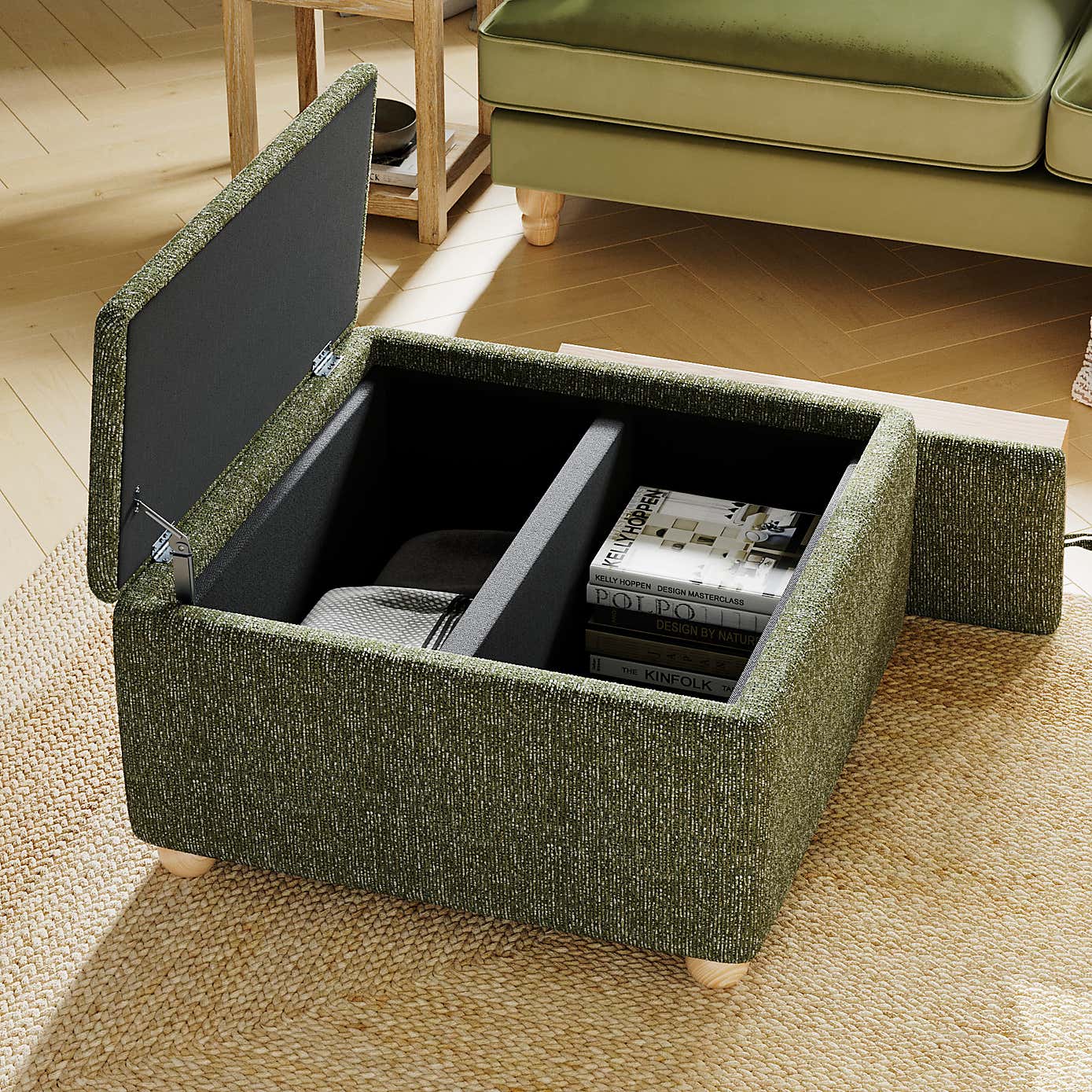Elma Mixed Boucle Tray Table Ottoman
