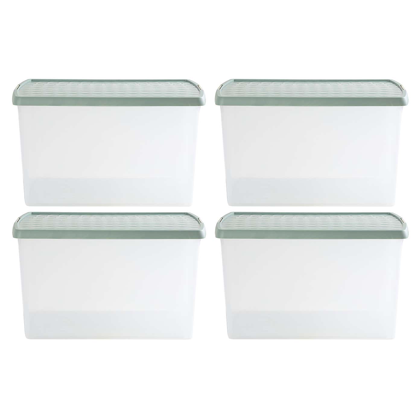 Wham Clip Pack of 4 Rectangle Storage Boxes With Lids