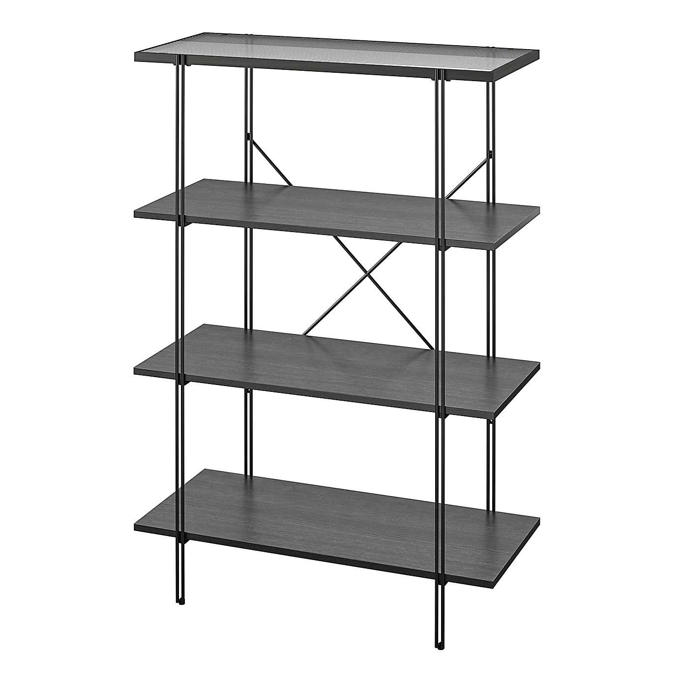 Wainwright 4 Shelf Bookcase, Black Oak