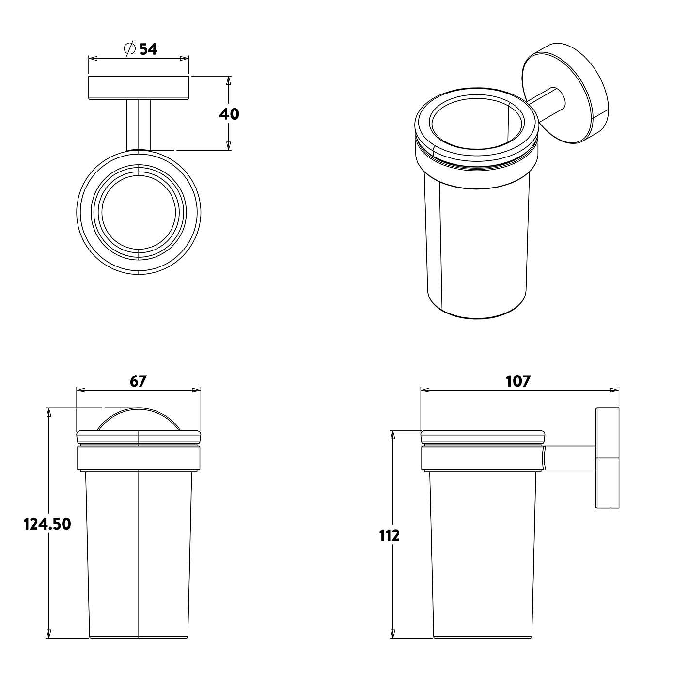 Epsom Flexi-FixTM Matt Black Tumbler & Holder