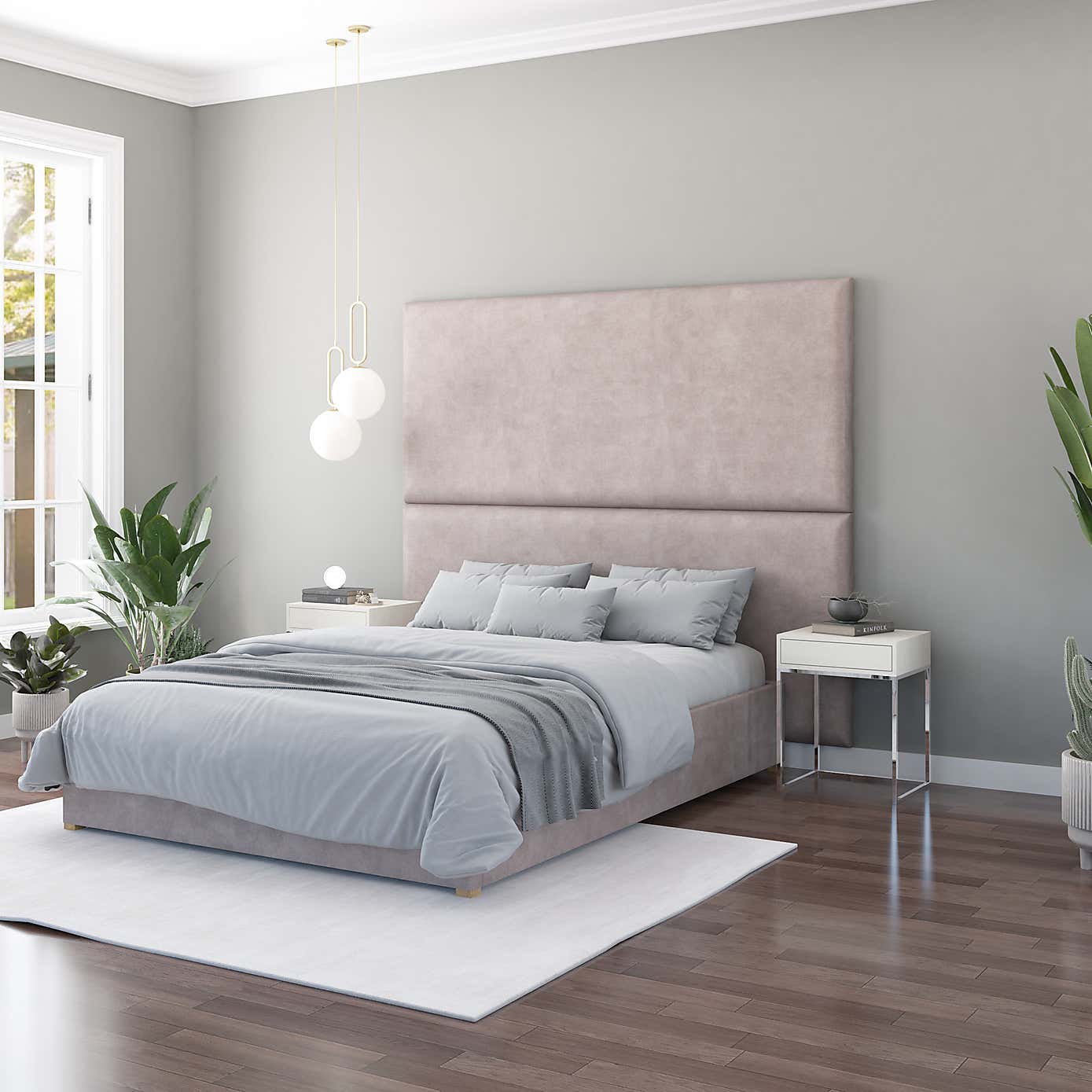 Hanging Wall Panel Dual Mount Plush Velvet Headboard