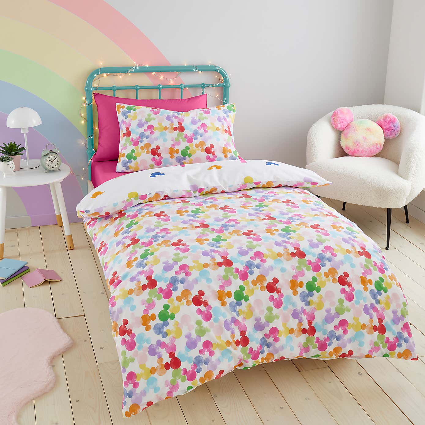 Mickey Rainbow Duvet Cover and Pillowcase Set