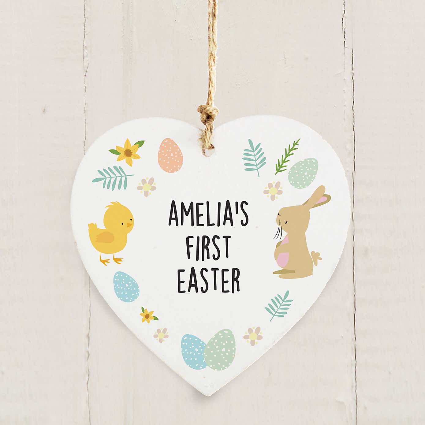 Personalised First Easter Heart Tree Decoration